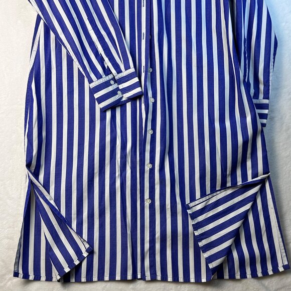 J.Crew Blue White Striped Long-Sleeve Button-Down Shirt Dress XS Preppy Oldmoney - Picture 9 of 13